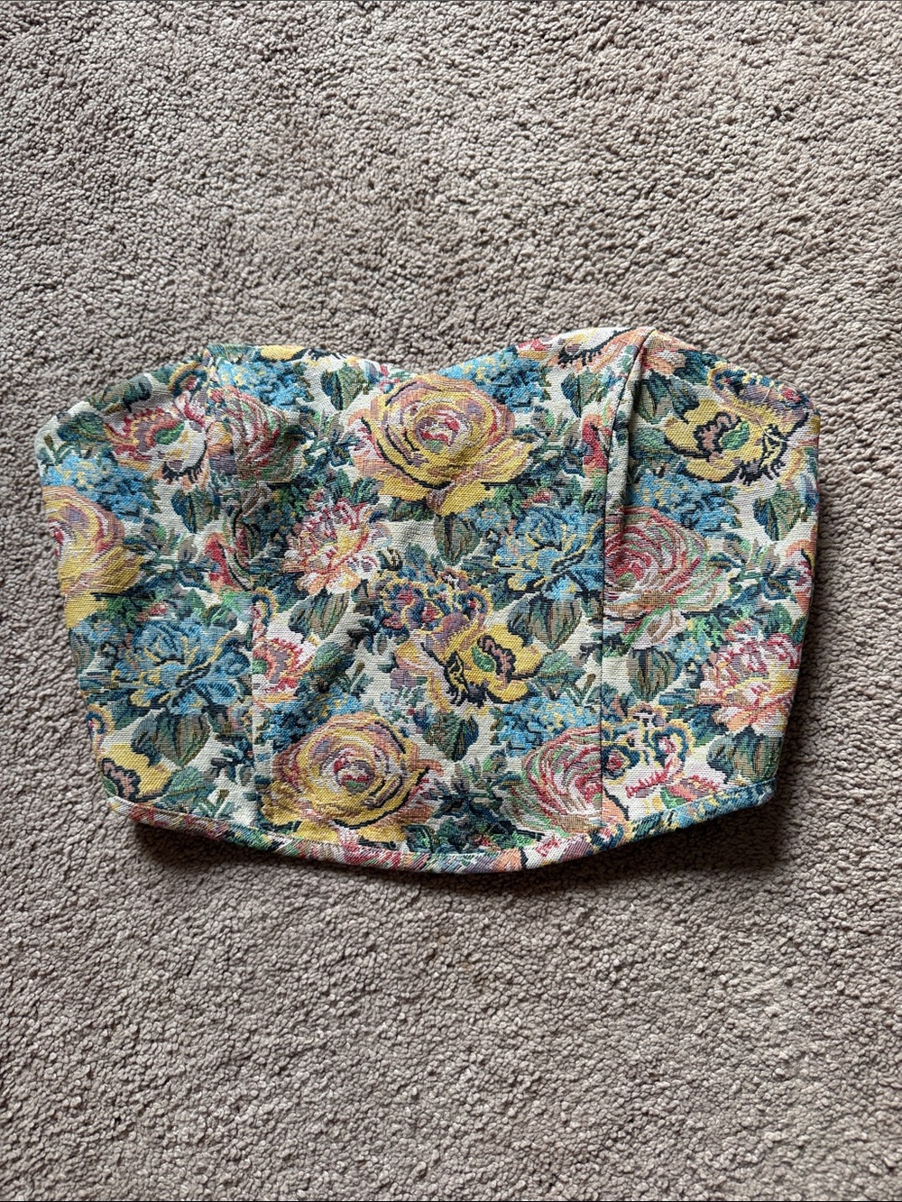 Altar'd State Rose Garden Tapestry Bustier - Yellow Blue Pink Green
